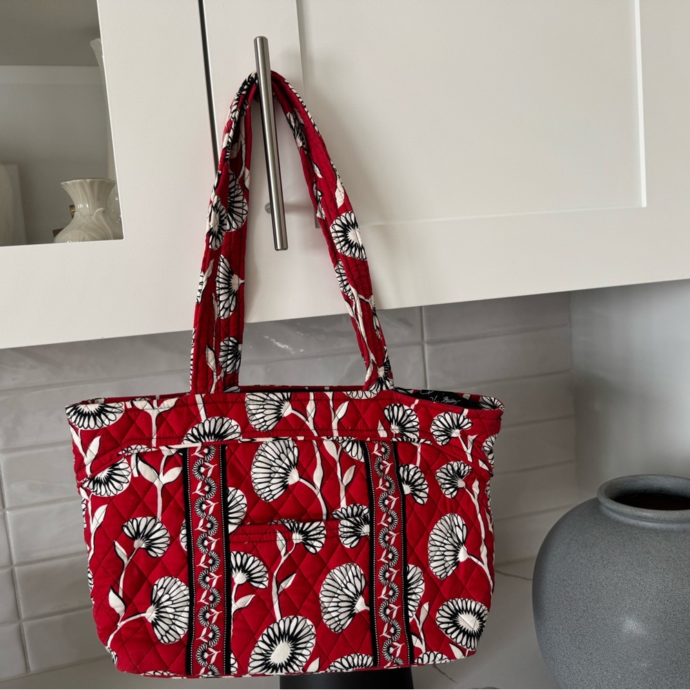 Vera Bradley Red and Black Floral Tote. Excellent condition w no marks or stains
